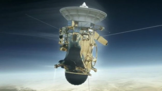 (ภาพจากฝีมือศิลปิน) ยานแคสสินีจะทำลายตนเองและจบสิ้นภารกิจสำรวจดาวเสาร์ที่ดำเนินมายาวนานถึง 13 ปี