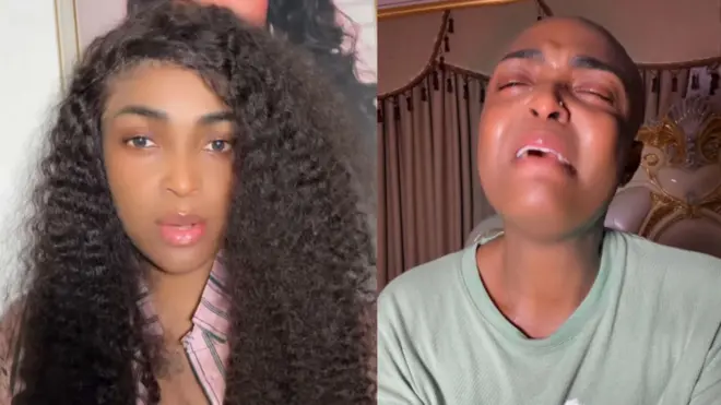 Blessing CEO wọ ẹwu ti irun ori rẹ to gun bo mọlẹ ati foto to ṣafihan bi Blessing ṣe n sunkun