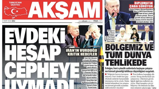 تصویر صفحه اول روزنامه آکشام