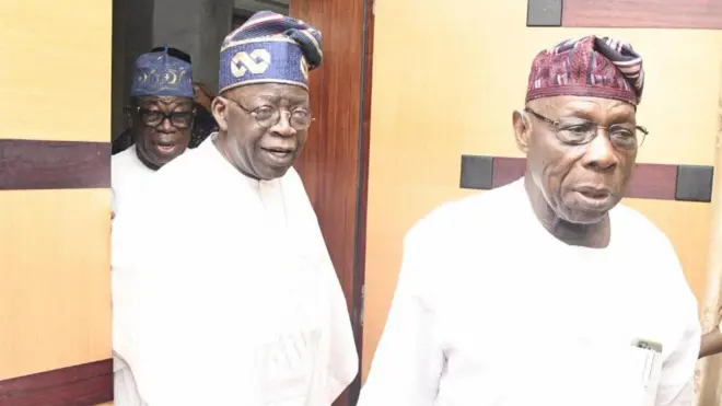 aworan Tinubu ati Obasanjo