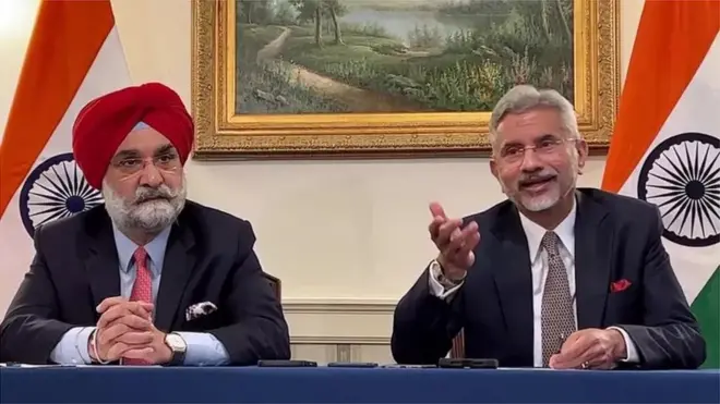 వాషింగ్టన్‌లో బుధవారం విలేఖరుల సమావేశంలో మాట్లాడుతోన్న భారత విదేశాంగ మంత్రి ఎస్. జయశంకర్