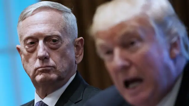 Image shows U.S. President Donald Trump and former Defence Secretary James Mattis