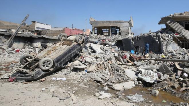 Escombros en Mosul occidental.