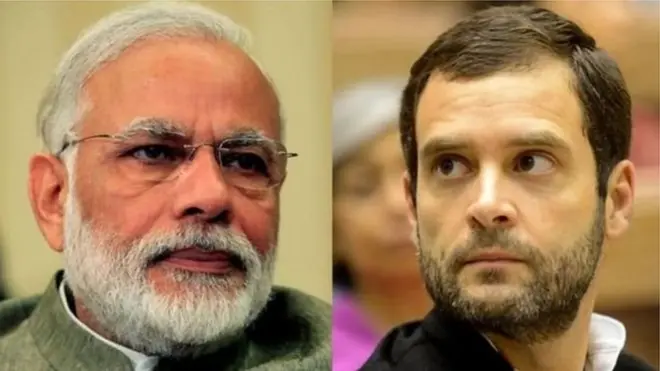 નરેન્દ્ર મોદી અને રાહુલ ગાંધીની તસવીરો