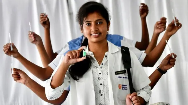 కరోనా టీకాలతో ఆరోగ్య శాఖ సిబ్బంది