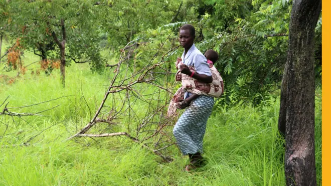 Josephine Fony on her plot of land