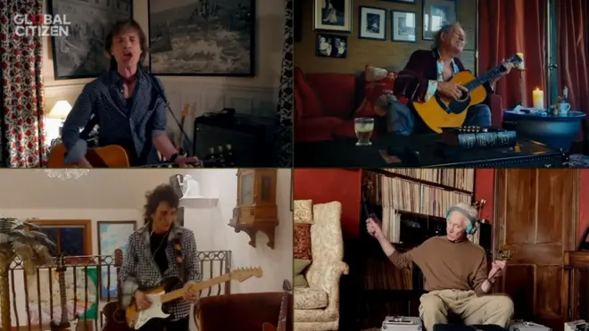 롤링 스톤즈가 각자 집에서 '유 캔트 올웨이즈 겟 왓 유 원트 (You Can't Always Get What You Want)'를 협연하고 있다
