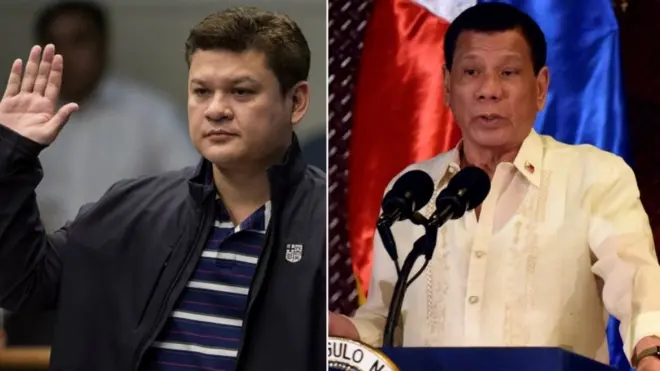 Presiden Rodrigo Duterte (kanan) berjanji dia takkan menjadi sosok munafik jika anak-anaknya, termasuk Paolo (kiri) terbukti terlibat narkoba.