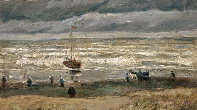 Vincent van Gogh, La playa de Scheveningen al desatarse la tormenta, 1882