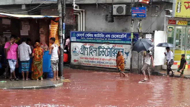 Кровь убитых коров и коз стекала на затопленные улицы Дакки