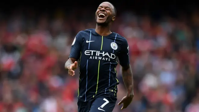 Raheem Sterling dey celebrate goal
