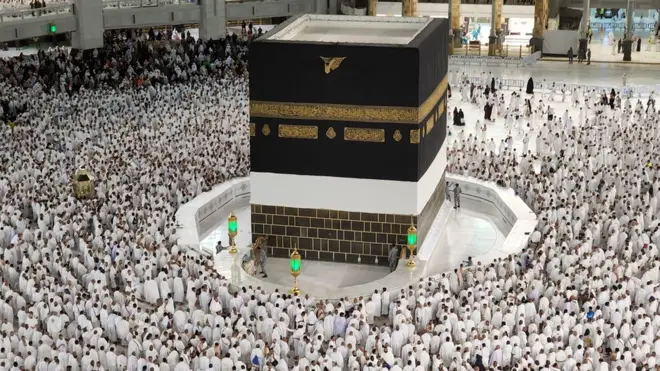 Muslims, who came to the holy lands from all over the world, perform night prayer as they continue their worship to fulfill the Hajj pilgrimage in Mecca, Saudi Arabia on July 01, 2022.