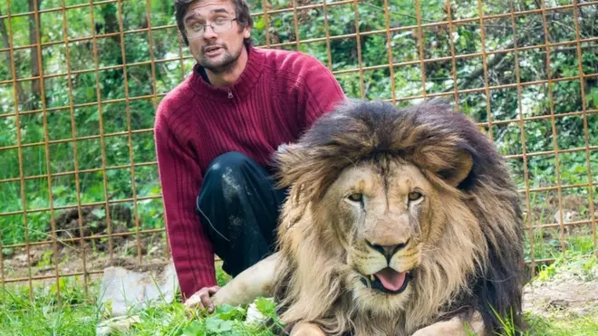 Michal Prasek with his lion