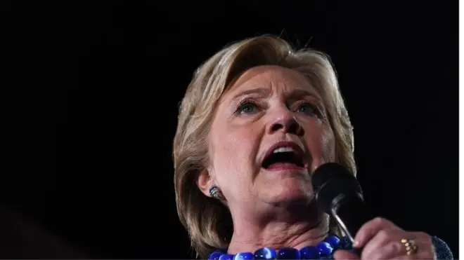 US Democratic presidential Hillary Clinton speaks during a campaign rally in Des Moines, Iowa, on 28 October 2016.