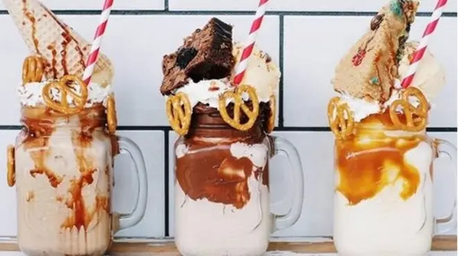 Freakshake: A high-calorie, mega milkshake which combines ice cream, chocolate bars and entire slices of cake