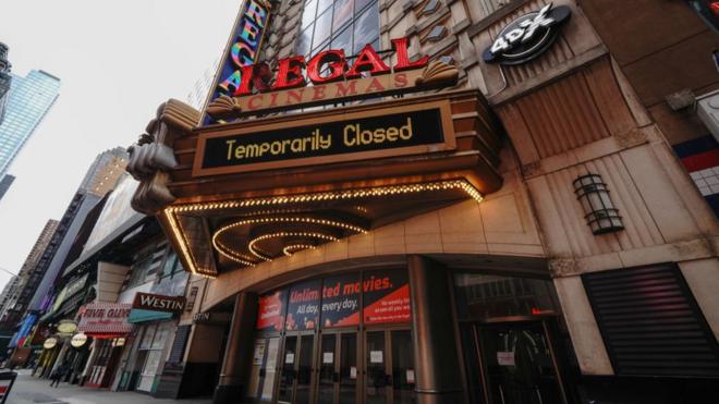 New York cinema with closed sign
