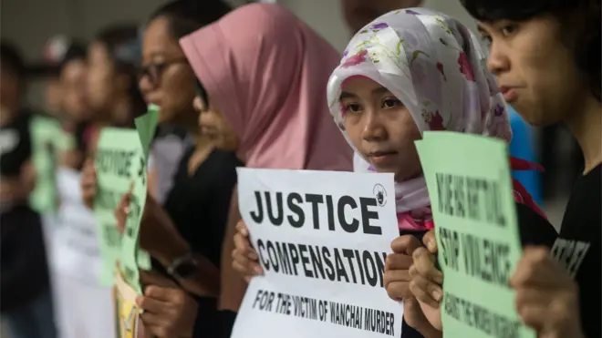 Demonstrasi buruh migran di Hong Kong