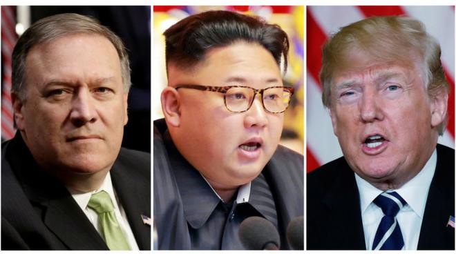 Возможные будущие участники саммита - глава ЦРУ Майк Помпео, Ким Чен Ын и Дональд Трамп