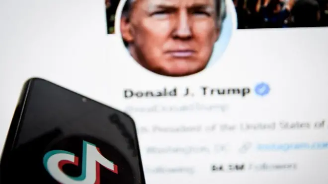 شعار تيك توك ويظهر حساب ترامب على تويتر