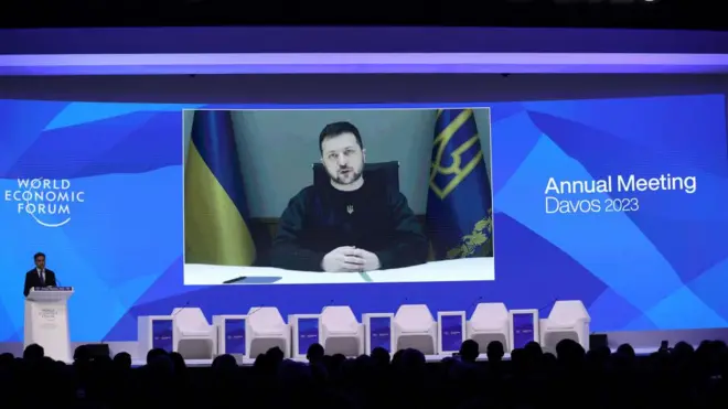 Ukrayna Cumhurbaşkanı Zelenskiy, Davos Zirvesi'ne bağlandı.