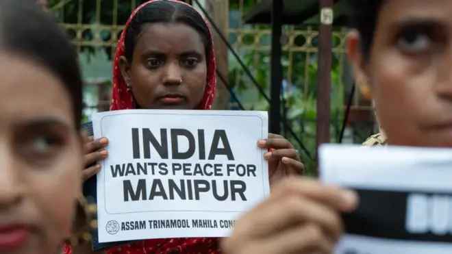 احتجاج نساء في مانيبور.