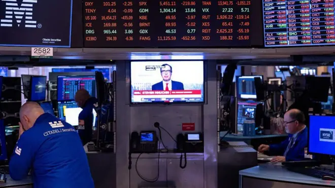 شاشة تعرض أسعار الأسهم العالمية