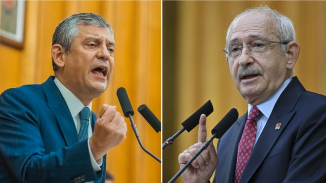 Özgür Özel ve Kemal Kılıçdaroğlu farklı zamanlarda aynı kürsüde görünüyor.