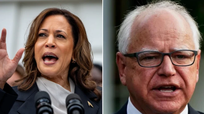 Kamala Harris and Tim Walz