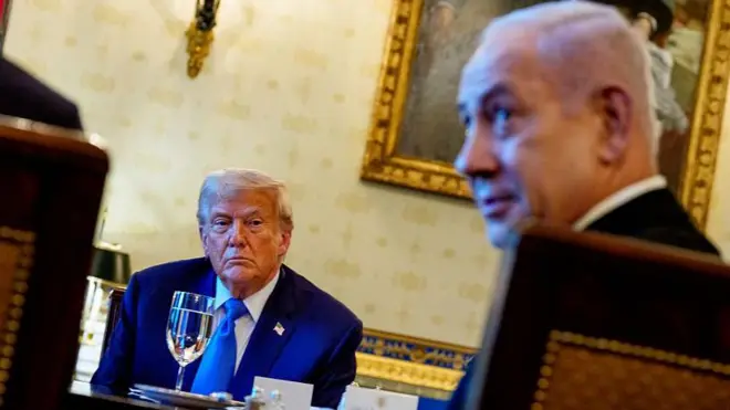 خلال لقاء الرئيس الأمريكي دونالد ترامب برئيس الوزراء الإسرائيلي بنيامين نتنياهو بداية الشهر الجاري في البيت الأبيض