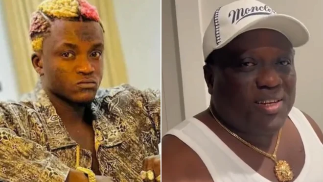 Portable wit coloured hair and Saheed Osupa wearing white cap