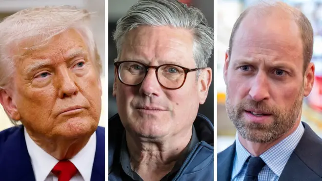 A composite image of US president Donald Trump, British Prime Minister Keir Starmer and Prince William