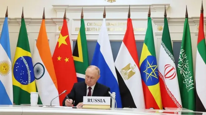 የወቅቱ የብሪክስ ፕሬዝዳንት የሩሲያው መሪ ቭላድሚር ፑቲን 