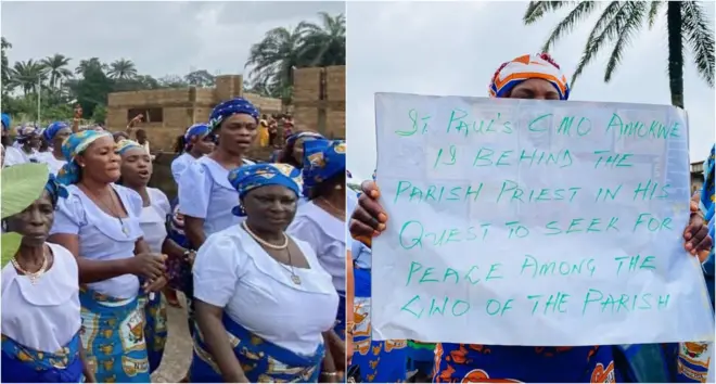 Ụmụnwaanyị ụlọụka St. Pauls Katọlik na-eme ngagharịiwe ịkwado ụkọchukwu ha.