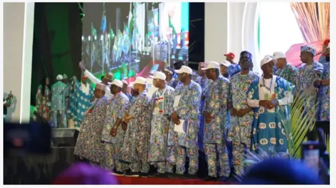 Awon ọmọ alakooso ẹgbẹ APC nibi ipade apapọ ẹgbẹ naa to waye l'Abuja