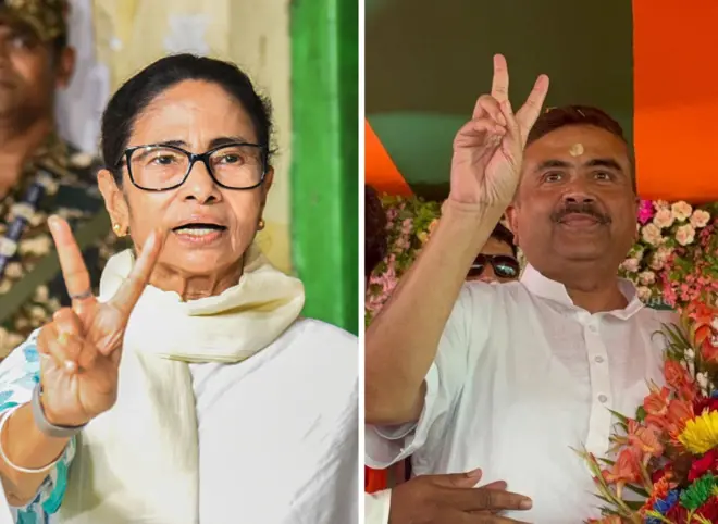মমতা ব্যানার্জী ও শুভেন্দু অধিকারী।