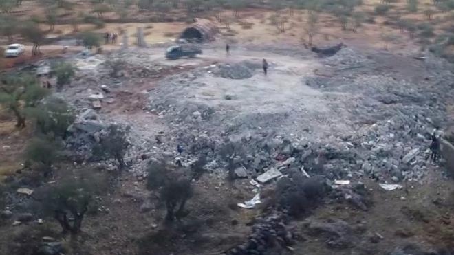 Drone footage shows flattened debris
