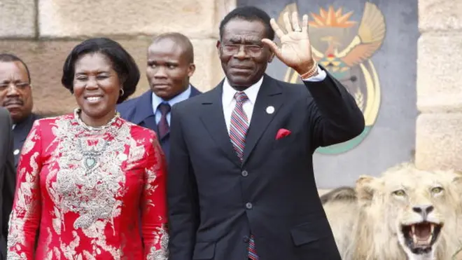 Le président Nguema et son épouse