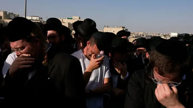Mourners attended a funeral ceremony in Jerusalem