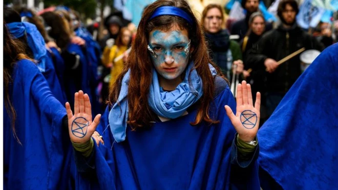 Climate protesters on the streets of Madrid during COP25