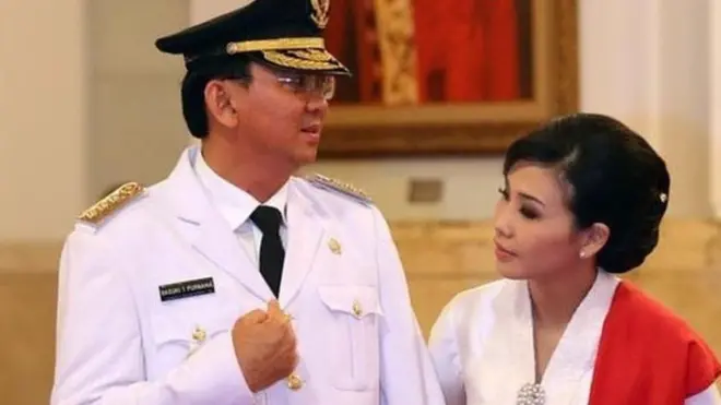 Ahok dan istrinya Veronica ketika pelantikan sebagai gubernur DKI Jakarta