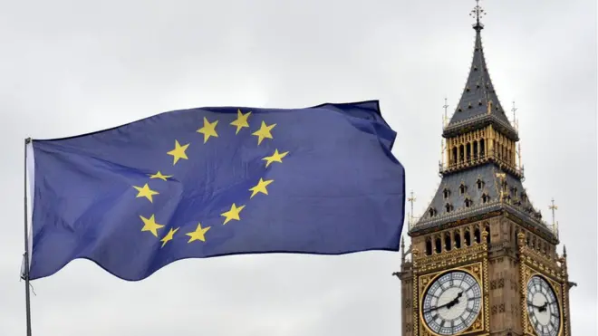 علم الاتحاد الأوروبي قرب ساعة بيغ بن