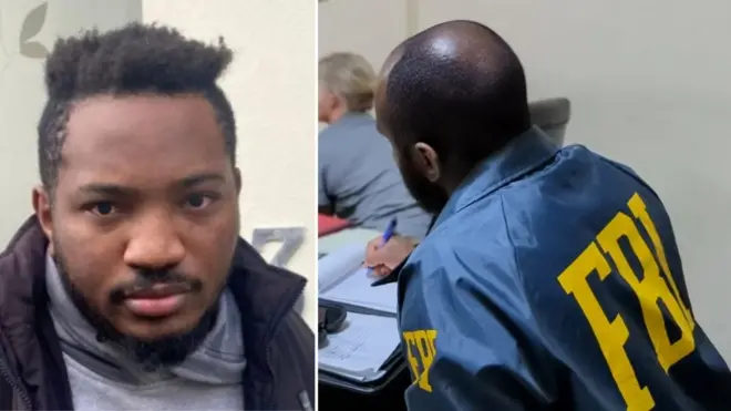 Photos of James Junior Aliyu and FBI agent