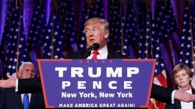 دونالد ترامب اثناء خطاب الفوز في الانتخابات