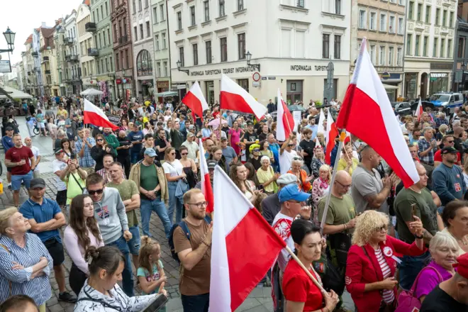 Protest antyimigracyjny w Toruniu, 19 lipca 2025 r. 