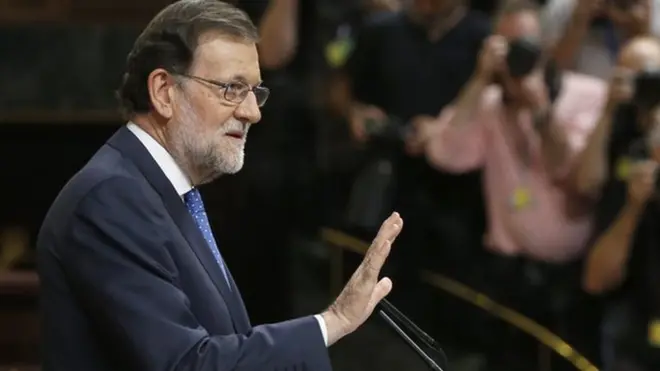 Mariano Rajoy, presidente en funciones del gobierno de España, interviene en el debate de investidura.