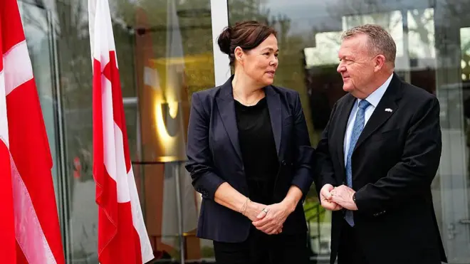 Главы МИД Дании и Гренландии Ларс Лёкке Расмуссен и Вивиан Мотцфельдт в Вашингтоне