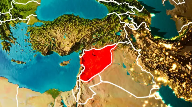 خريطة سوريا باللون الأحمر