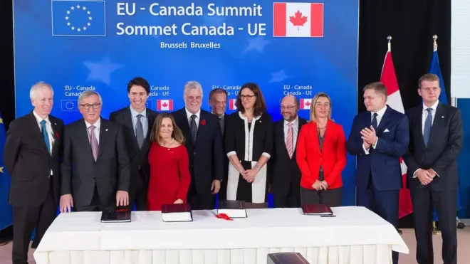 AB-Kanada Serbest Ticaret Anlaşması 30 Ekim'de Brüksel'de törenle imzalandı.