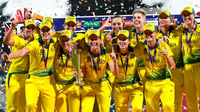 Australia celebrate with the trophy