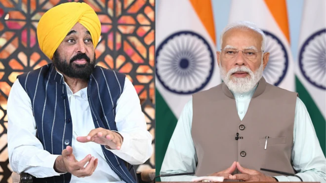 ਪ੍ਰਧਾਨ ਮੰਤਰੀ ਨਰੇਂਦਰ ਮੋਦੀ ਅਤੇ ਮੁੱਖ ਮੰਤਰੀ ਭਗਵੰਤ ਮਾਨ ਦੀ ਤਸਵੀਰ 